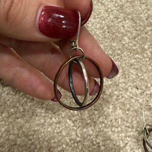 Likos Sterling Silver Copper 3D Circles Dangle Earrings 925